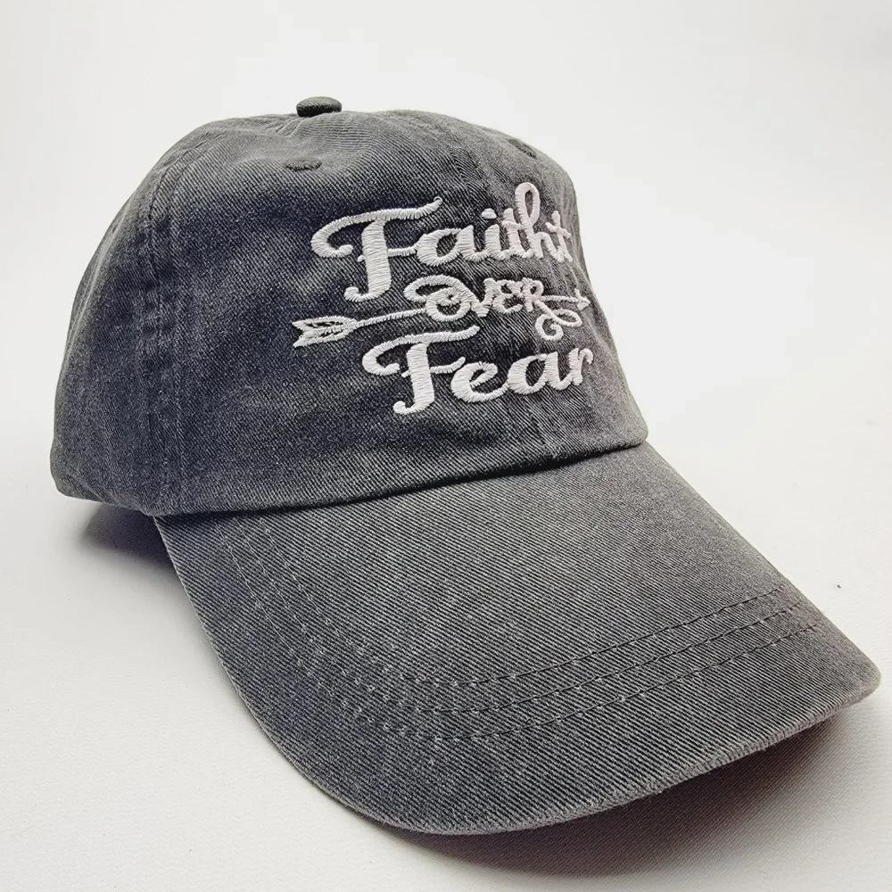 Faith Over Fear Women's Hat Cap Religious Cotton Light Black